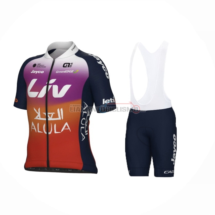 2024 Abbigliamento Ciclismo Jayco AlUla Rosa Arancione Manica Corta e Salopette